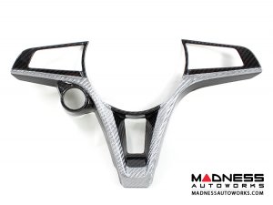 Alfa Romeo Stelvio Steering Wheel Trim - Carbon Fiber - Main Center Trim Piece - Black/ White Candy - Pre '20 Models